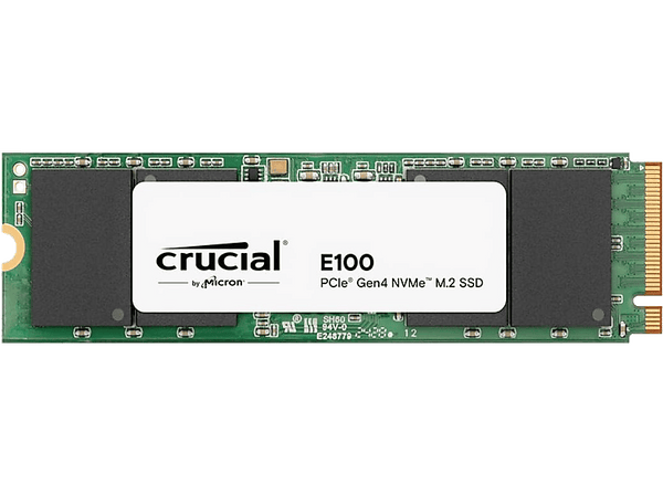 Disco duro SSD interno 1 TB - Crucial E100 PCIe Gen4 2280 NVME M.2, Velocidad de lectura 5000 MB/s, Negro