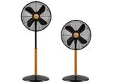 Ventilador de pie - Ufesa Masachusets, 50 W, 3 Velocidades, Altura ajustable hasta 125 cm, Negro y Haya