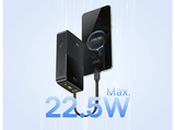 Powerbank - Baseus EnerFill Bipow2 Pro, 20000mAh, 22.5W, Cable retráctil, Carga simultánea ultrarrápida, USB-C, Negro Cluster