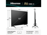 TV LED 50 - Hisense 50A6Q, UHD 4K, Quad Core/MT9603,  IA 4K Upscaler, Modo Juego Plus, Control por voz, Negro