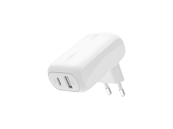 Cargador de pared - Belkin BBC019kqWH-MR, Universal, 2x USB-C, 42 W, Blanco