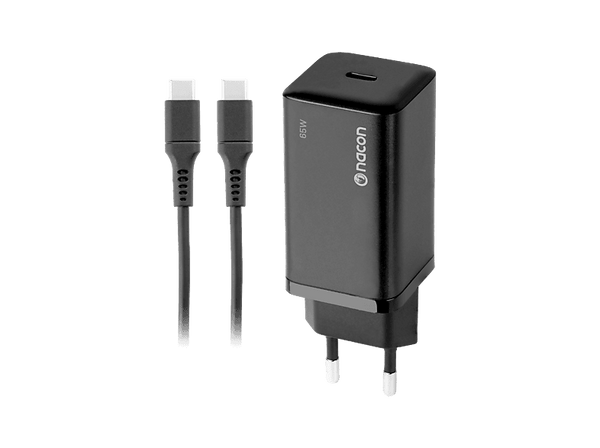 Cargador Nintendo Switch 2 - Nacon AC Adapter, Para Switch 2, Lite, Switch y Switch OLED, Carga rápida 65W, USB-C, Negro