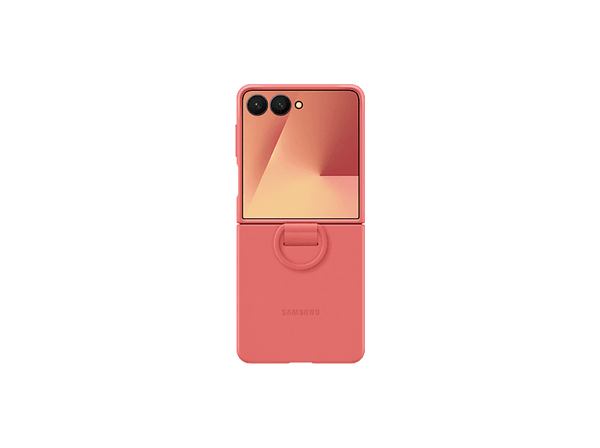 Funda -  Samsung, Para Samsung Galaxy Z Flip7, De Silicona con anillo, Rojo