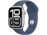 Apple Watch Series 10 (2024), GPS, 42 mm, Gesto de doble toque, Caja de aluminio plata, Correa deportiva Azul denim, Talla M/L