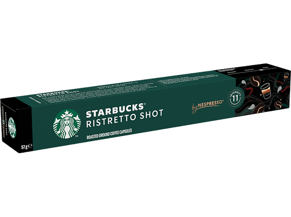 Cápsulas monodosis - Starbucks Ristretto Shot by Nespresso®, 100% Arábica, Intenso, Notas de Caramelos y Frutos Rojos