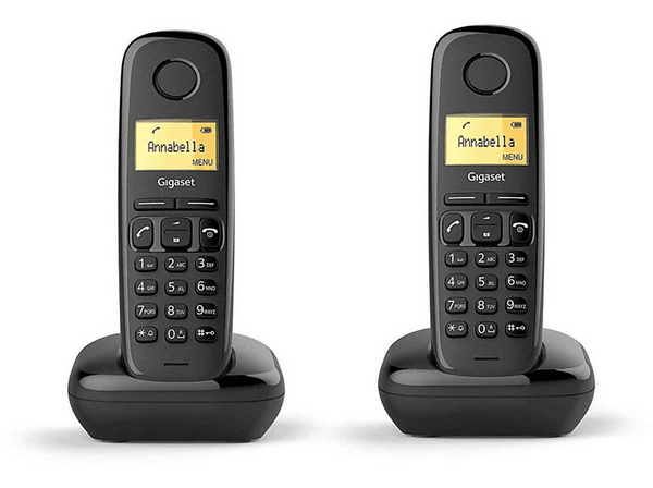 Teléfono inalámbrico - Gigaset A170 DUO, 2 terminales, 50 contactos, Rellamada, Negro