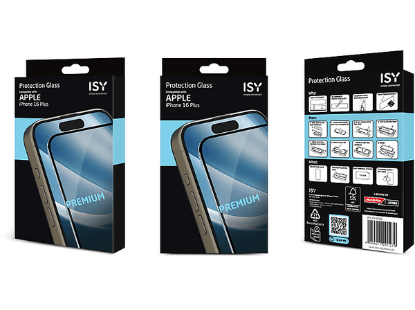 Protector pantalla - Isy IPG 5201-2.5D, Compatible con iPhone 16 Plus, Cristal templado, Transparente