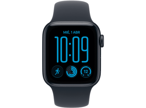 Apple Watch SE 3 (2026), GPS, 40 mm, Caja de aluminio Medianoche, Correa deportiva Azul marino, Talla S/M, Siri AI