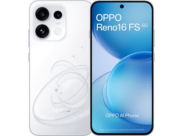 OPPO Reno16 FS, Blanco, 512 GB, 8 GB RAM, 6.57" AMOLED, Mediatek Dimensity 7300, 6500 mAh