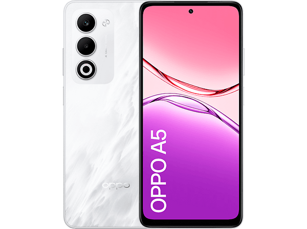 Móvil - OPPO A5, Mist White, 128 GB, 6 GB RAM, 6.67" 1000 nits, Snapdragon® 6s 4G Gen 1, 6000 mAh