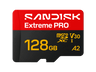 Tarjeta Micro SD - SANDISK Extreme Pro, 128 GB, Hasta 250 MB/s de lectura, 5K y 4K UHD, V30, A2, U3, UHD-I, Adaptador SD, Negro