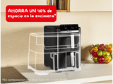 Freidora de aire - Moulinex Dual Easy Fry Stack EZ7568, Doble cesta vertical, Sistema Genius, 10 L, 7 Programas automáticos, Compacta, Negro