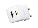 Cargador de pared - Baseus PALM, 20W, USB y Tipo-C, Kit con cable Tipo-C de 100 cm, Universal, Blanco