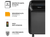 Destructora de papel - Fellowes LX210, 16 hojas, 23 litros, Negro