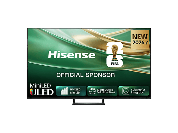 TV Mini LED 50" - Hisense 50E8S, UHD 4K, Quad Core / MT9618, Total HDR, Subwoofer integrado, IA 4K, Negro