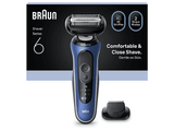 Afeitadora - Braun Series 6  62-B1200S, 1 accesorio de precisión, 60 min autonomía, Afeitado en seco y en mojado, Azul