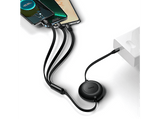 Cable USB - Baseus 3-en-1 Bright Mirror, 100W, Cable retráctil, Carga rápida multidispositivo, USB-C a USB-C-Lightning-Micro, 110 cm, Negro