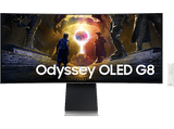 Monitor gaming - Samsung Odyssey G8 LS34DG850SUXEN, 34  UWQHD, 175 Hz, 0.03 ms, OLED, Curvo, FreeSync Premium Pro, Altura ajustable, Plata