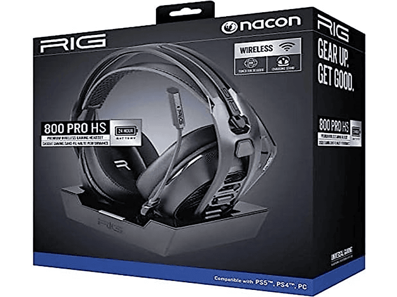 Auriculares gaming - Nacon Rig 800 Pro HS, Inalámbrico, 24h autonomía, Para PS4 y PS5, Negro