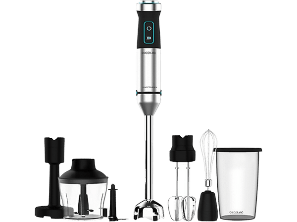 Batidora de mano - Cecotec Power TitanBlack 1500 XL PerfectCream&Crush, 1500 W, 0.8 l, Función Turbo, Plata