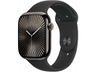Apple Watch Series 10 (2024), GPS + Cellular, 46 mm, Gesto de doble toque, Caja de titanio Pizzarra, Correa deportiva Negra, Talla M/L
