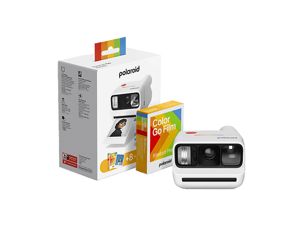 Cámara instantánea - Polaroid Go Gen 3 + Bundle de película a color (8 Photos),  Espejo para Selfies, Autodisparador, Doble Exposición, Flash, Blanco