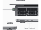 Apple MacBook Air (2022), 13,6 Retina, Chip M2 de Apple, GPU 10 Núcleos, 8 GB, 512 GB SSD, macOS, Teclado Magic Keyboard Touch ID, Gris Espacial