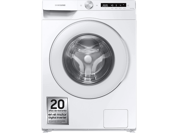 Lavadora carga frontal - Samsung WW12T504DTW/S3, 12 kg, 1400 rpm, EcoBubble™, Inteligencia Artificial, WiFi, Blanco