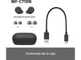 Auriculares True Wireless - Sony WFC710NB, Cancelación de ruido (Noise cancelling), Estuche carga rápida (40h), Inalámbricos, ANC, Bluetooth, Negro