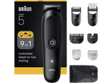 Afeitadora multifunción - Braun Todo En Uno Series 5 AIO5540, Kit De Styling 9 en 1, Lámina Afilada, 14 Longitudes, Barba, Pelo y Cuerpo, Negro