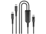 Cable USB - CellularLine Twin Charge Cable USB C, Carga simultánea, 140 W, Universal, Negro