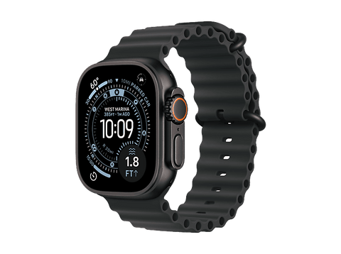 Apple Watch Ultra 3 (2025), GPS+CEL, 49 mm, Caja de Titanio Negro, Correa Ocean Band Negro, Calidad del sueño, Via satélite, 42h Autonomía