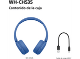 Auriculares inalámbricos - Sony WH-CH535L, Bluetooth 6.0, 55 h batería, Carga rápida, 360 Reality Audio, Conexión multipunto, Diadema, Azul