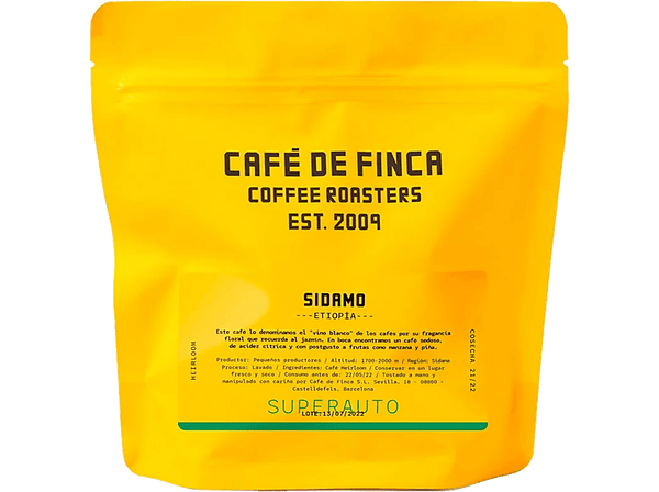 Café en grano - Café de Finca Etiopía Sidamo, Heirloom, Sabor a Manzana y Piña, Apto para Cafeteras Superautomáticas, 1 kg