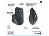 Ratón inalámbrico - Logitech MX Master 3SE, Inalámbrico, 8000ppp, Bluetooth, Multidispositivo, Clics silenciosos, Carga rápida, Personalizable, Negro