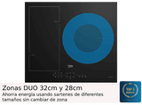Placa inducción - Beko HII63205MT, 3 zonas, Zona grande 32 cm, Stop&Go, 60 cm, Negro