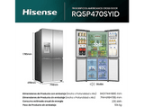 Frigorífico americano - Hisense RQ5P470SYID, Total No Frost, 178.5 cm, 483 l, Wi-Fi, Inverter, Inox