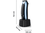 Barbero - Rowenta TN1851, 90 min, Cuchillas DLC con recubrimiento de carbono tipo diamante, Negro y azul