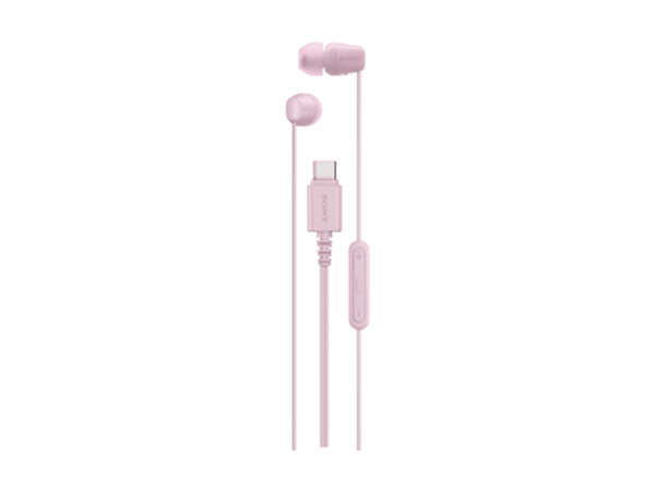 Auriculares de botón - Sony IER‑EX15C, con Micrófono, USB-C, iPhone/Android/Portátil/PC, Ligero, Graves potentes, Ideal para viajar/uso diario, Rosa