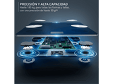 Báscula inteligente - Rowenta Goodvibes Life, IMC, Alta precisión, 15 indicadores corporales, hasta 180 kg, Sincronización con Apps, Bluetooth, Azul