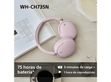 Auriculares inalámbricos - Sony WH-CH735NL, Noise Cancelling, 75h, Carga Rápida, Plegable, Bluetooth, Llamadas nítidas con IA, Azul