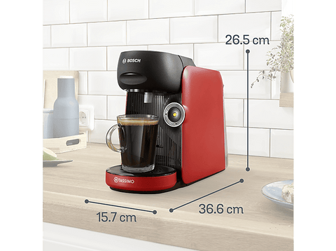 Cafetera de cápsulas - Bosch TAS16B3C1, 0.7 l, 3.3 bar, 1400 W, 1 x Pack Tassimo regalo, Rojo