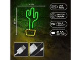 Luces LED - Forever RTV100211, Neón, BAT+USB, Cactus, Orange, Green