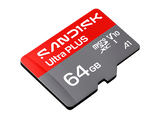 Tarjeta Micro SD - SANDISK Ultra PLUS, 64 GB, 150 MB/s, UHS-I, V10, A1, C10, Adaptador SD, Full HD, Gris