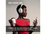 Auriculares inalámbricos - Sony WH-1000XM6, Cancelación ruido, 30h Autonomía, Hi-Res, Carga Rápida, Cómodo, Plegable, iOS/Android, Negro