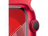 Apple Watch Series 9 (2023), GPS, 45 mm, Gesto de doble toque, Caja de aluminio roja, Correa deportiva (PRODUCT)RED, Talla M/L