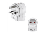 Adaptador enchufe - Hama 00223478, Eu a UK, Con 2 puertos USB, 20W, Blanco