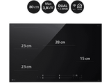 Placa inducción - LG CBIZ3035B, 4 zonas, 2 zonas Flex, 80 cm, Cristal negro