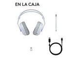 Auriculares gaming - Logitech G G522, RGB, Personalizable, Lightspeed/Bluetooth/USB, Micrófono extraíble, Transductores ProG, PC/Mac/PS5, Blanco