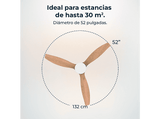 Ventilador de techo - Cecotec EnergySilence Aero 5600 Classic, 40 W, Motor DC, 52 pulgadas, Modo Verano/Invierno, Mando a distancia, Multicolor
